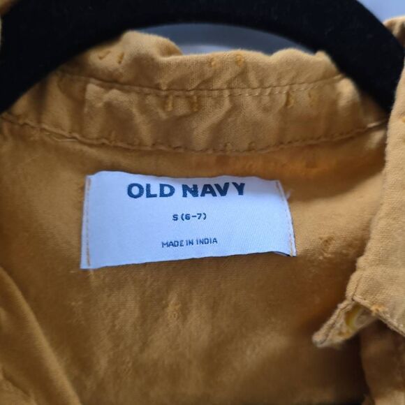 Old Navy Girl's Size 6-7 Yellow Goldenrod Buttondown Textured Dress - Picture 5 of 6